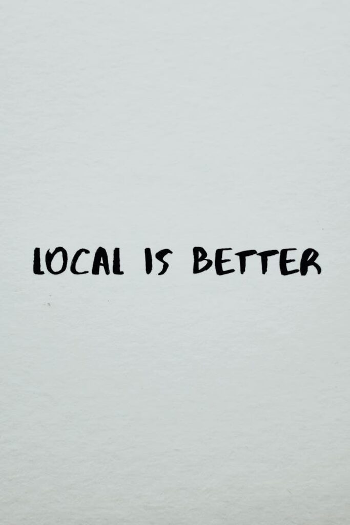Simple typography poster with the slogan 'Local is Better' emphasizing local business support.
