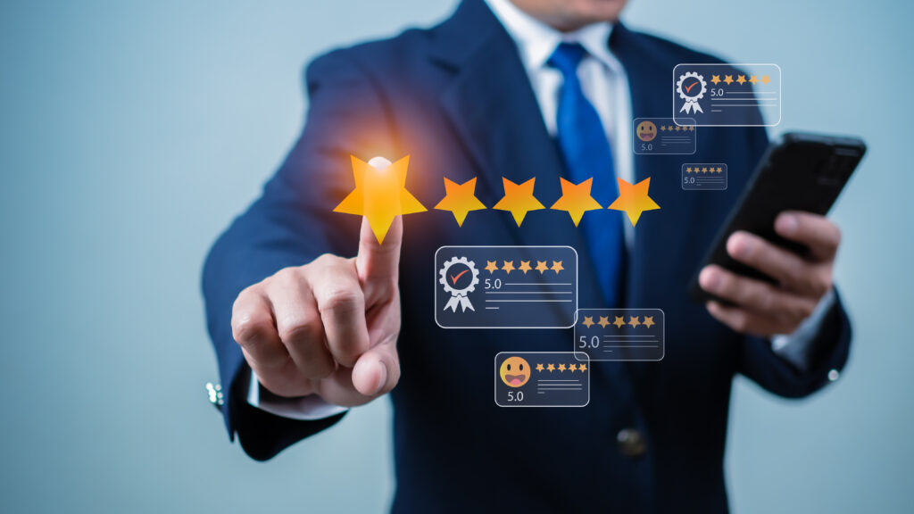 businessman using the phone to check customer service. customer